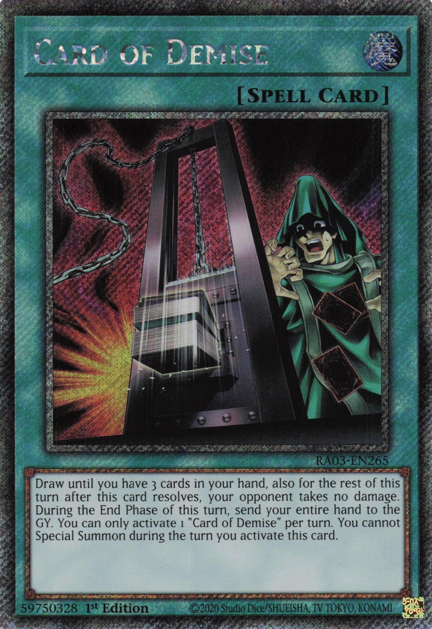 Card Of Demise RA03-EN265 - - Quarter Century Secret Rare - -