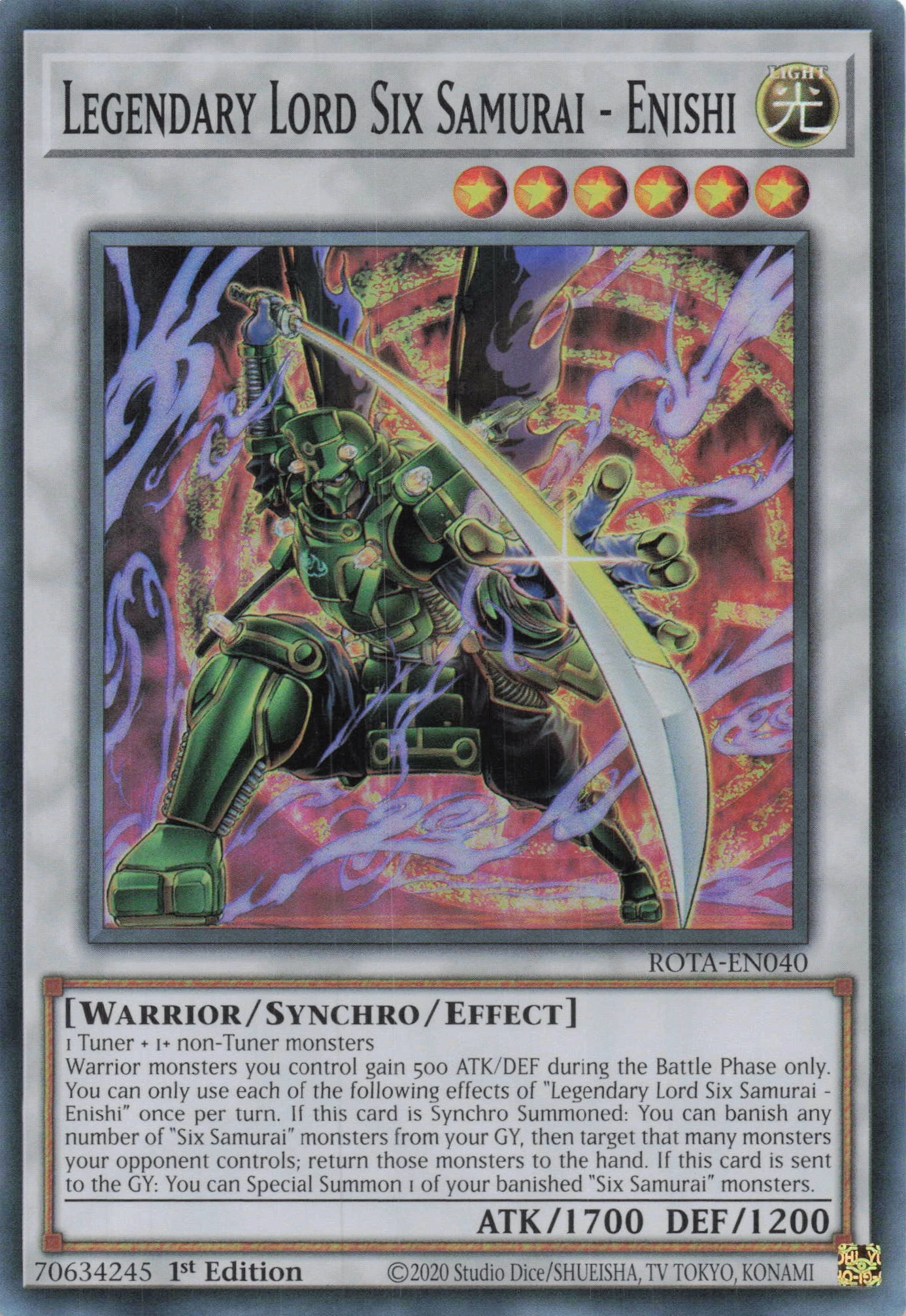 ROTA-EN040 - Legendary Lord Six Samurai - Enishi - Super Rare - - Rage ROTA-EN040 - Legendary Lord Six Samurai - Enishi - Super Rare - - Rage