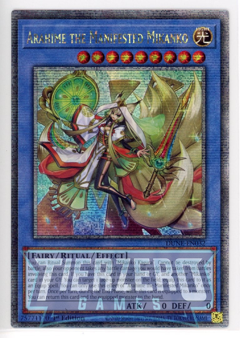 DUNE-EN032 - Arahime the Manifested Mikanko - Quarter Century Secret Rare - Effect Ritual Monster - Duelist Nexus