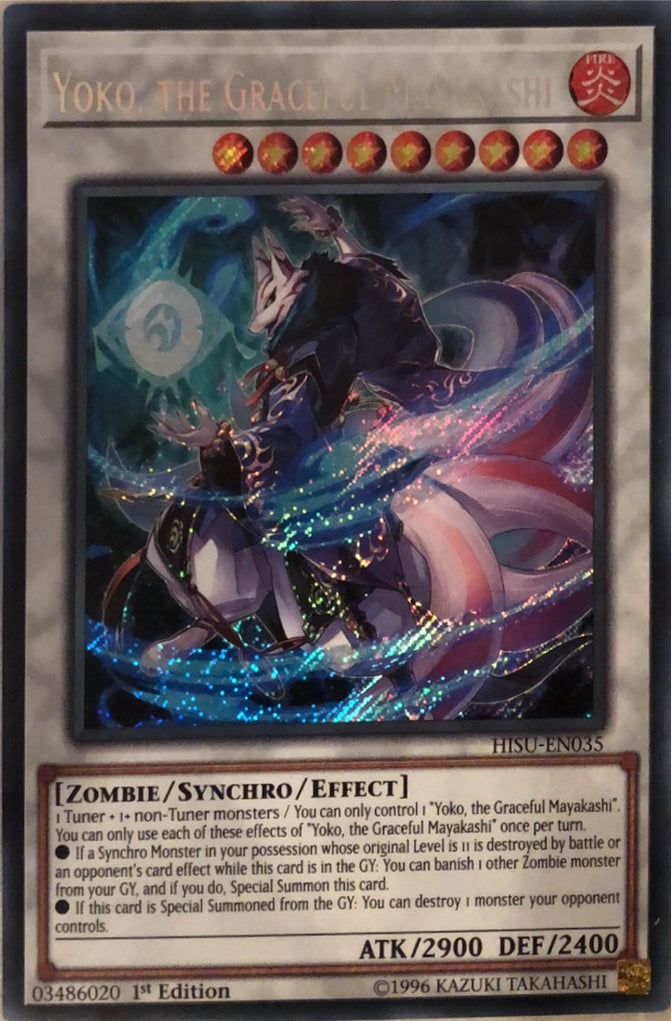 Yugioh HISU-EN035 - Yoko, the Graceful Mayakashi - Secret Rare - Effect Synchro Monster - 1st-Edition - Hidden Summoners Yugioh HISU-EN035 - Yoko, the Graceful Mayakashi - Secret Rare - Effect Synchro Monster - 1st-Edition - Hidden Summoners