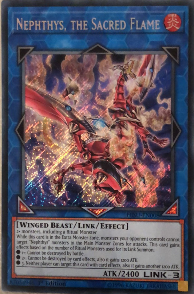 HISU-EN008 - Nephthys, the Sacred Flame - Secret Rare - Effect Link Monster - 1st-Edition - Hidden Summoners