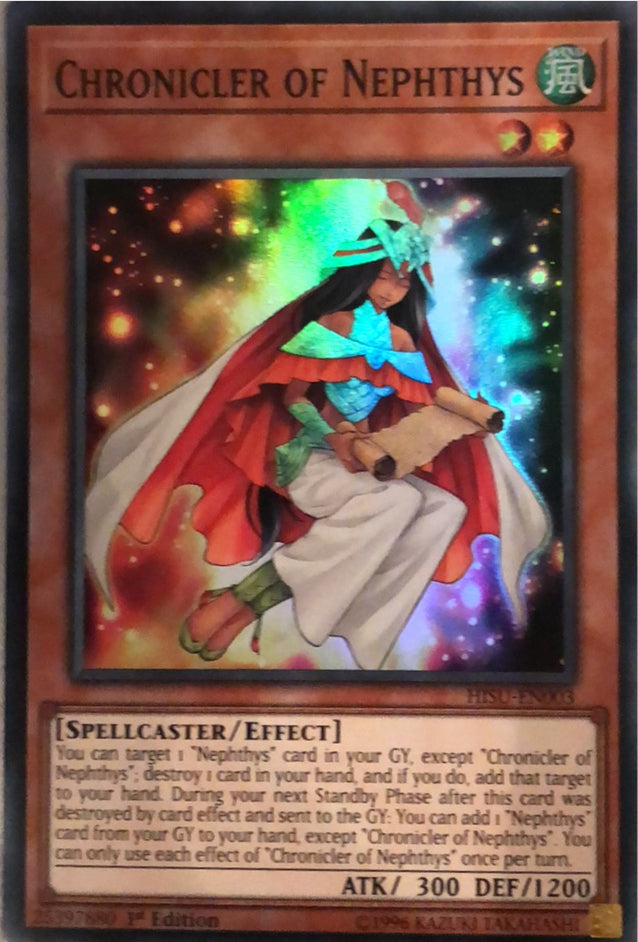 Yugioh HISU-EN003 - Chronicler of Nephthys - Super Rare - Effect Monster - 1st-Edition - Hidden Summoners Yugioh HISU-EN003 - Chronicler of Nephthys - Super Rare - Effect Monster - 1st-Edition - Hidden Summoners