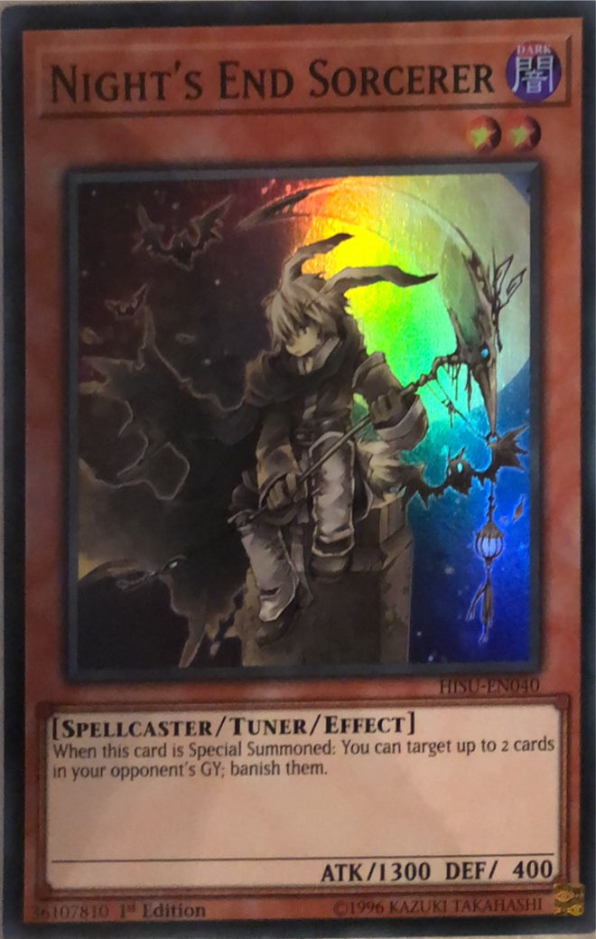 Yugioh HISU-EN040 - Night's End Sorcerer - Super Rare - Effect Tuner monster - 1st-Edition - Hidden Summoners Yugioh HISU-EN040 - Night's End Sorcerer - Super Rare - Effect Tuner monster - 1st-Edition - Hidden Summoners
