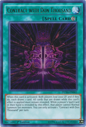 DUSA-EN041 - Contract with Don Thousand - Ultra Rare - Continuous Spell - 1st-Edition - Duelist Saga