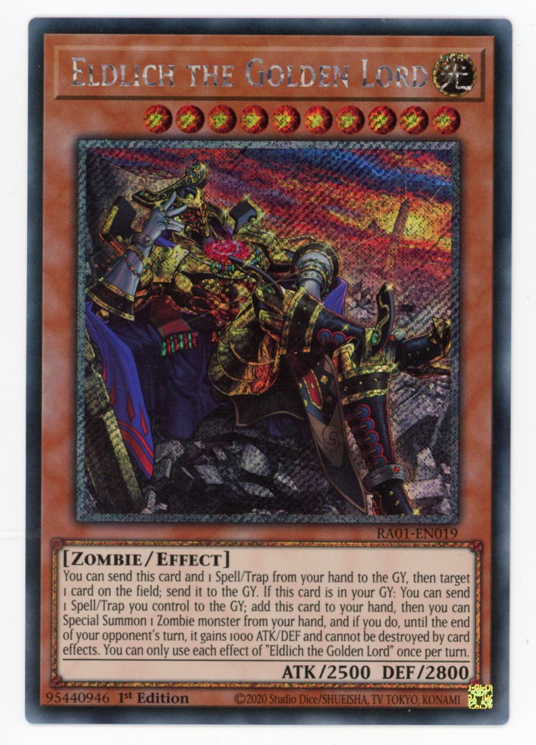 RA01-EN019 - Eldlich the Golden Lord (alternate art) - Platinum Secret RA01-EN019 - Eldlich the Golden Lord (alternate art) - Platinum Secret