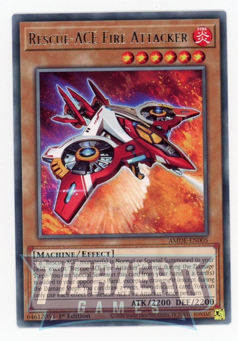 yugioh rescue ace cards AMDE-EN005 - Rescue-ACE Fire Attacker - Rare - Effect Monster