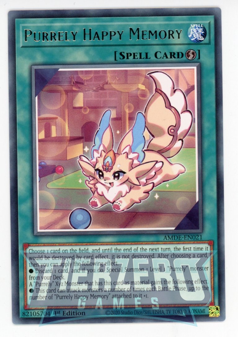 AMDE-EN021 - Purrely Happy Memory - Rare - Quick-Play Spell - Amazing AMDE-EN021 - Purrely Happy Memory - Rare - Quick-Play Spell - Amazing