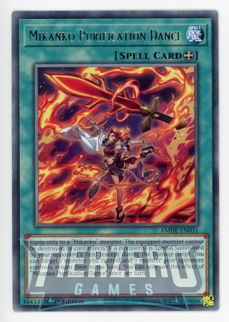 yugioh premium gold rare card AMDE-EN031 - Mikanko Purification Dance - Rare - Equip Spell