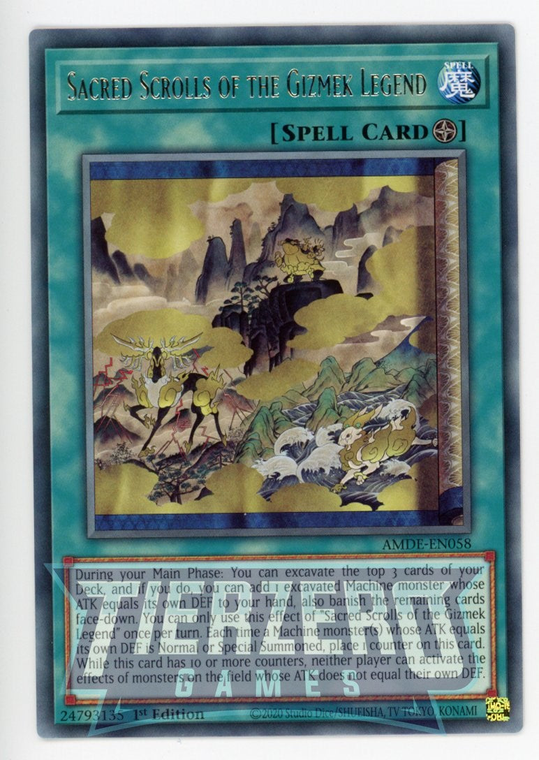 AMDE-EN058 - Sacred Scrolls of the Gizmek Legend - Rare - Field Spell AMDE-EN058 - Sacred Scrolls of the Gizmek Legend - Rare - Field Spell