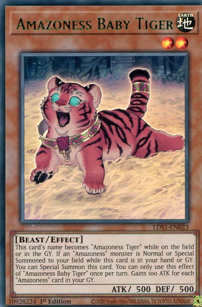 LDS1-EN023 - Amazoness Baby Tiger - Green Ultra Rare - Effect Monster - Legendary Duelists Season 1