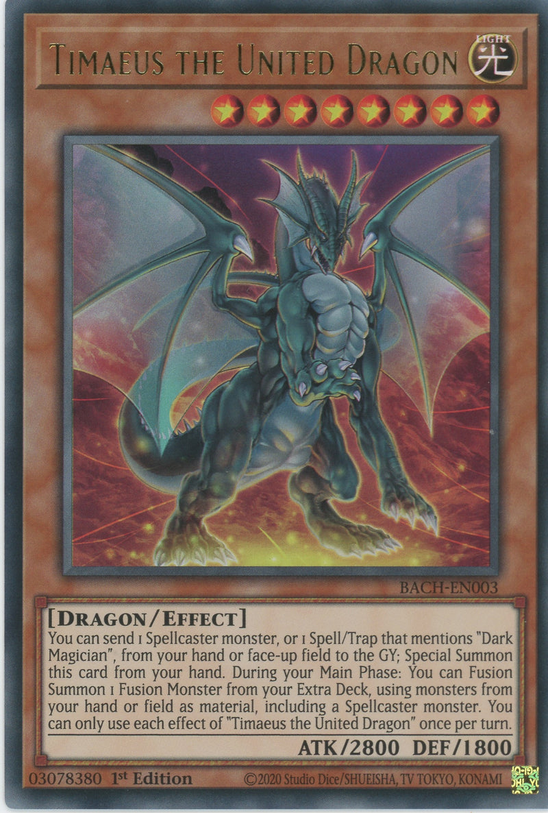 BACH-EN003 - Timaeus the United Dragon - Ultra Rare - Effect Monster - Battle of Chaos