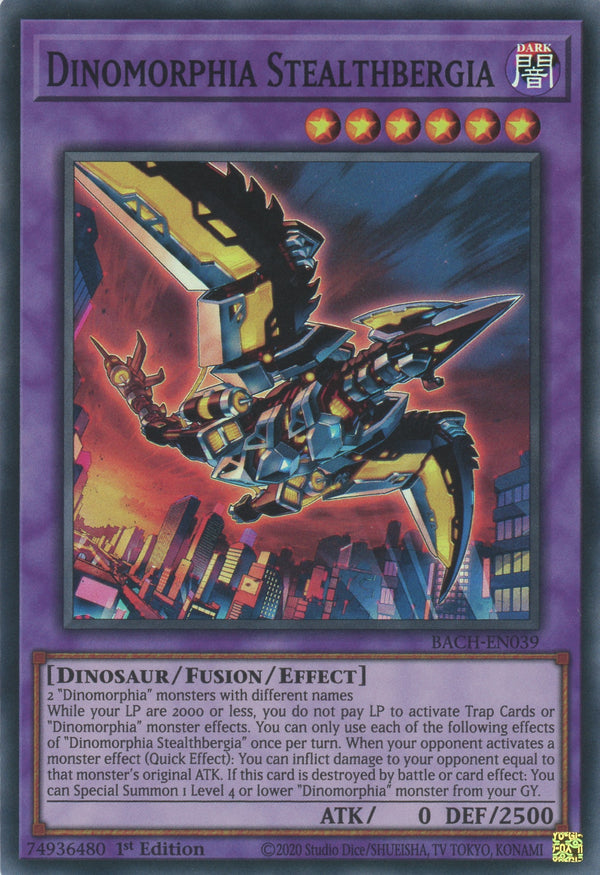 BACH-EN039 - Dinomorphia Stealthbergia - Super Rare - Effect Fusion Monster - Battle of Chaos