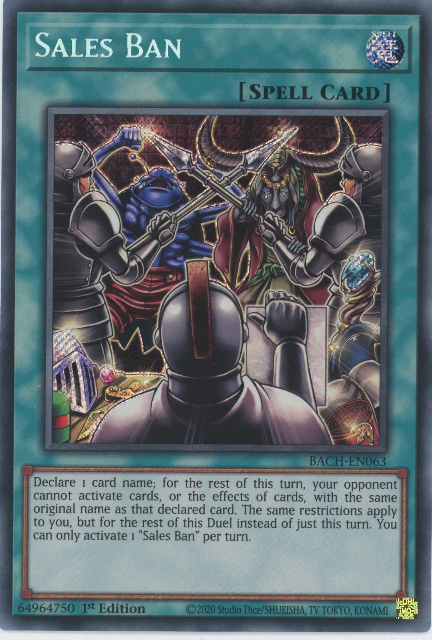 sales pitch yugioh card BACH-EN063 - Sales Ban - Secret Rare - Normal Spell
