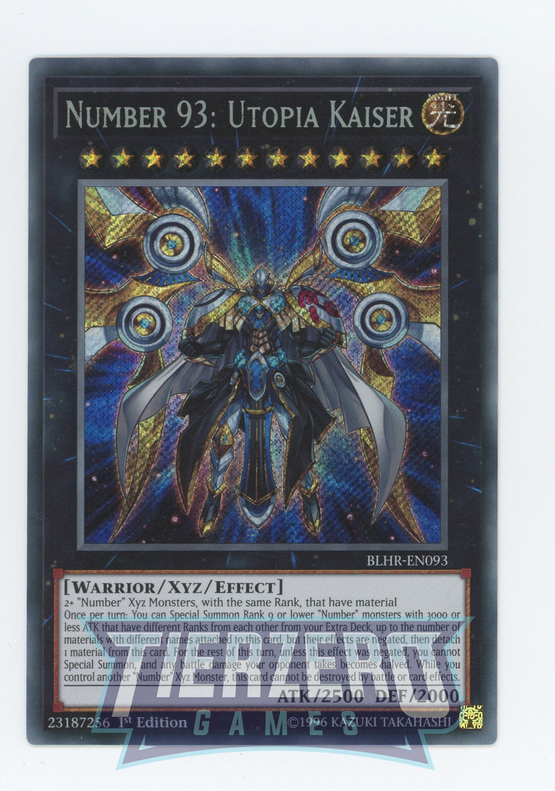 Yugioh BLHR-EN093 - Number 93: Utopia Kaiser - Secret Rare - Effect Xyz Monster - 1st Edition - Battles of Legend Heros Revenge