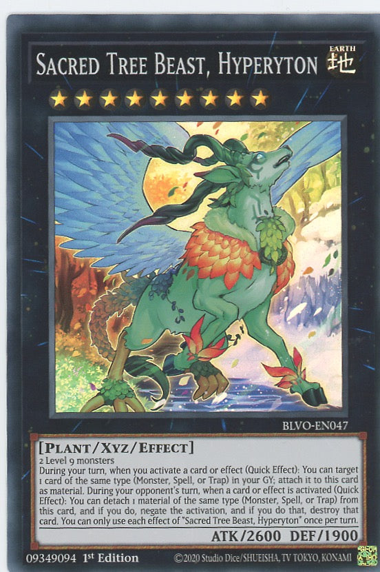 BLVO-EN047 - Sacred Tree Beast, Hyperyton - Super Rare - Effect Xyz Monster - Blazing Vortex