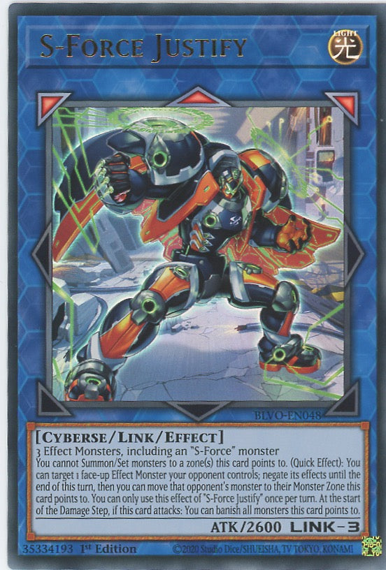 BLVO-EN048 - S-Force Justify - Ultra Rare - Effect Link Monster - Blazing Vortex
