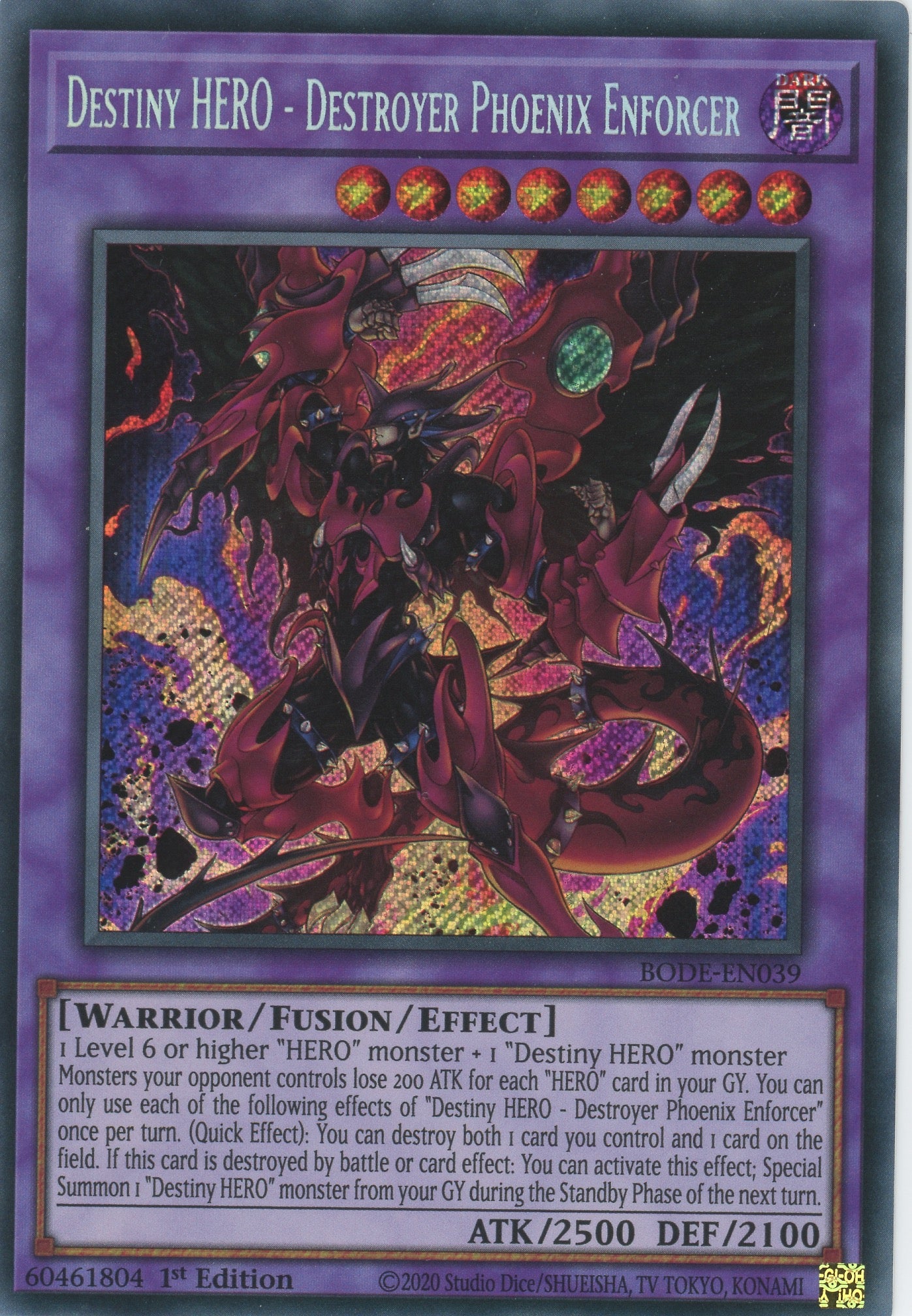 BODE-EN039 - Destiny HERO - Destroyer Phoenix Enforcer - Secret Rare - BODE-EN039 - Destiny HERO - Destroyer Phoenix Enforcer - Secret Rare -