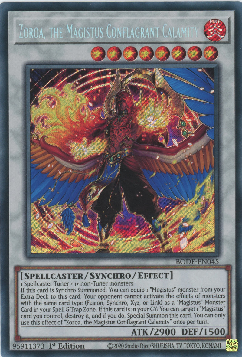 BODE-EN045 - Zoroa, the Magistus Conflagrant Calamity - Secret Rare - Effect Synchro Monster - Burst of Destiny