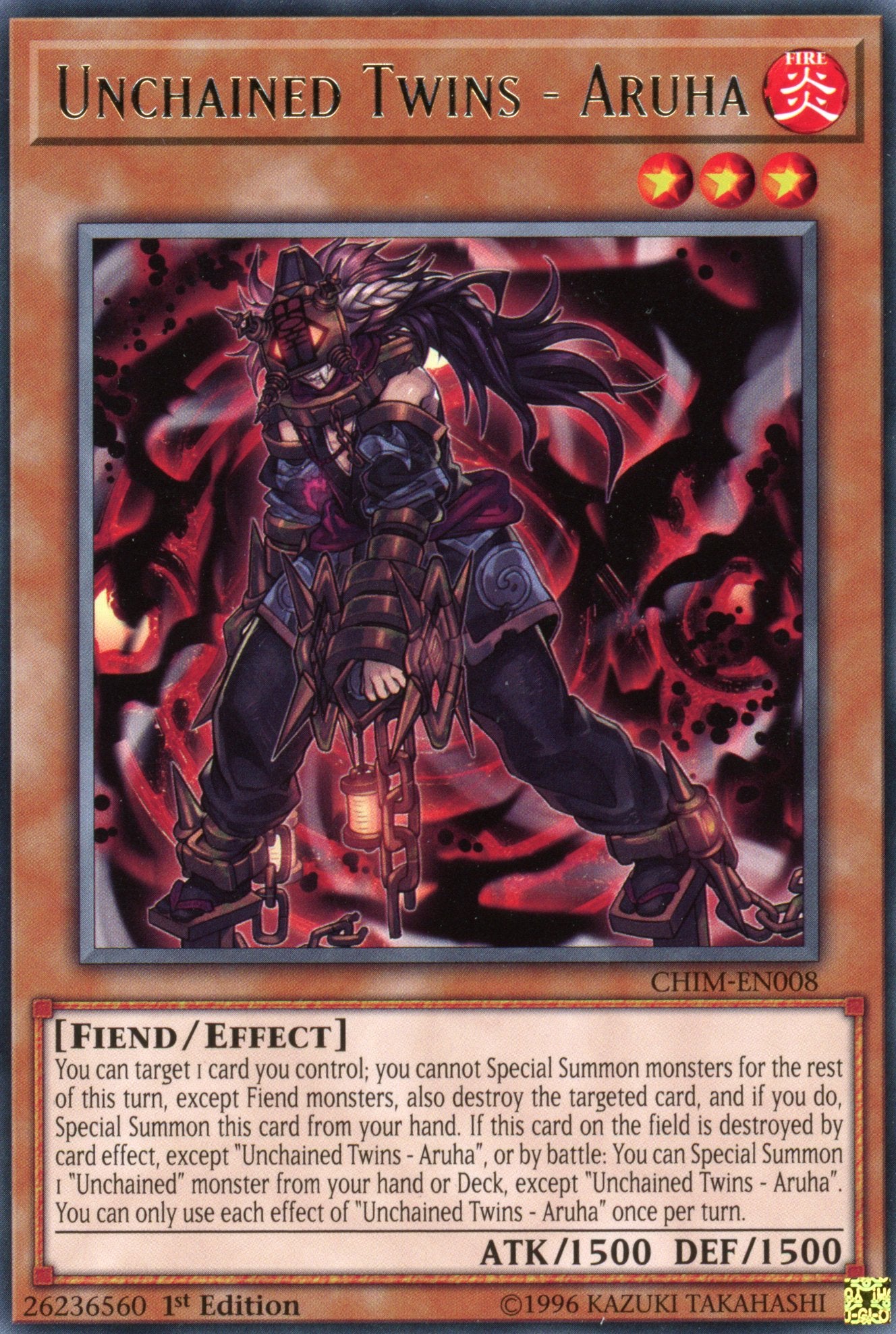 CHIM-EN008 - Unchained Twins - Aruha - Rare - Chaos Impact - 1st Edition