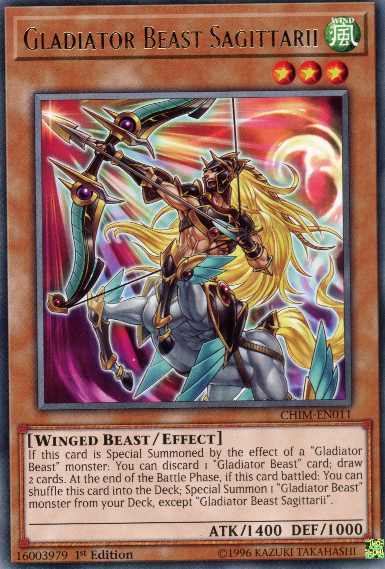 CHIM-EN011 - Gladiator Beast Sagittarii - Rare - Chaos Impact - 1st Edition