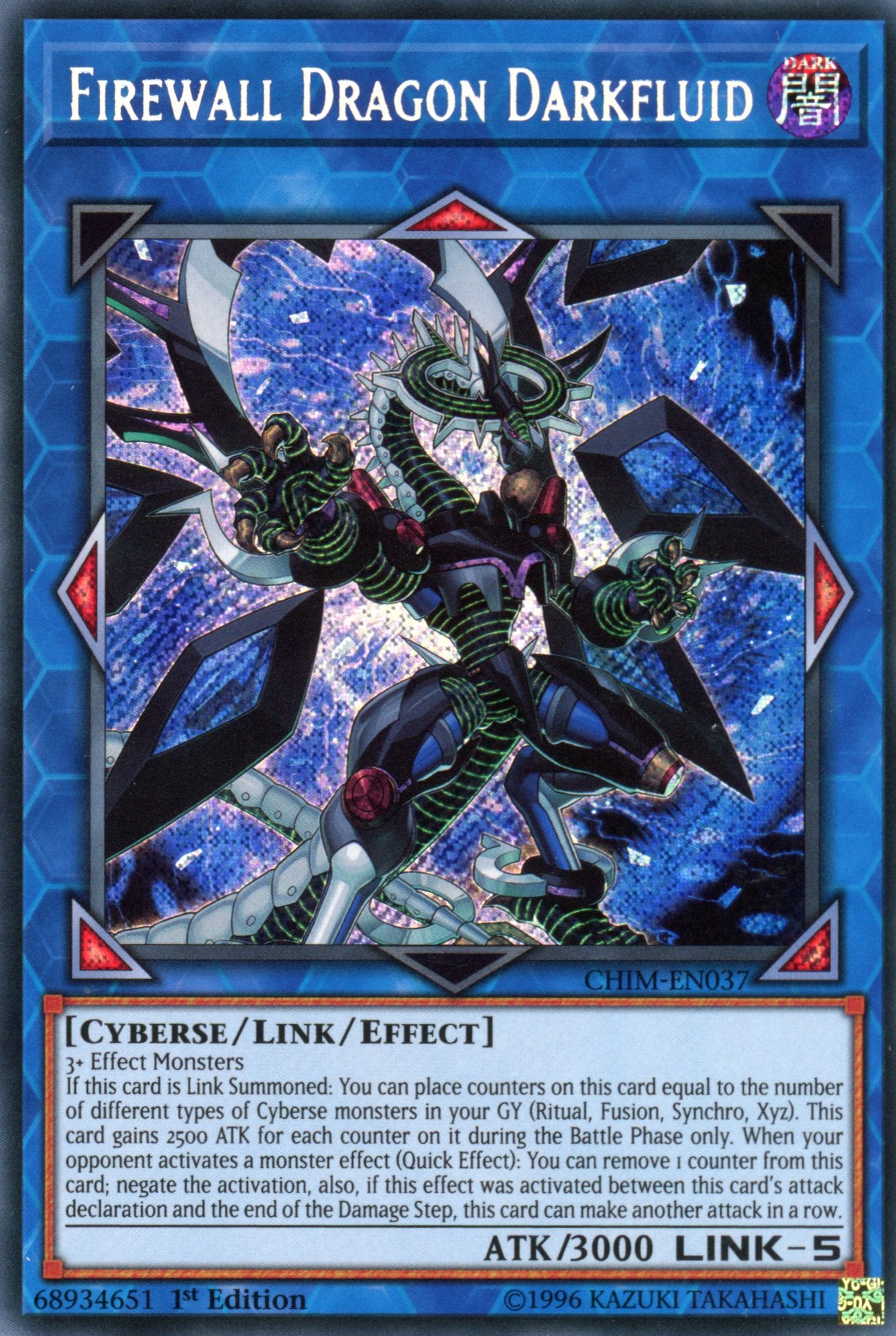CHIM-EN037 - Firewall Dragon Darkfluid - Secret Rare - Chaos Impact - 1st Edition