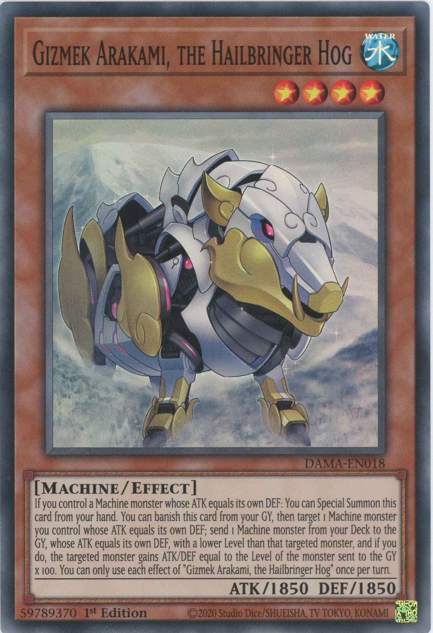 yugioh gizmek cards DAMA-EN018 - Gizmek Arakami, the Hailbringer Hog - Super Rare