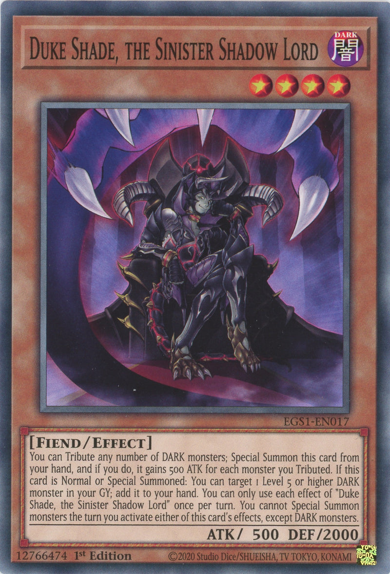 EGS1-EN017 - Duke Shade the Sinister Shadow Lord - Common - Effect Monster - Egyptian God Decks