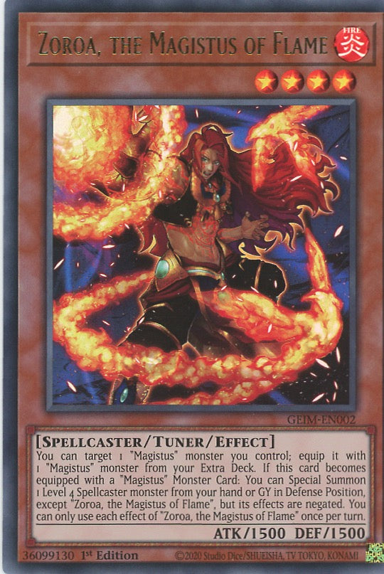 GEIM-EN002 - Zoroa the Magistus of Flame - Ultra Rare - Effect Tuner monster - Genesis Impact