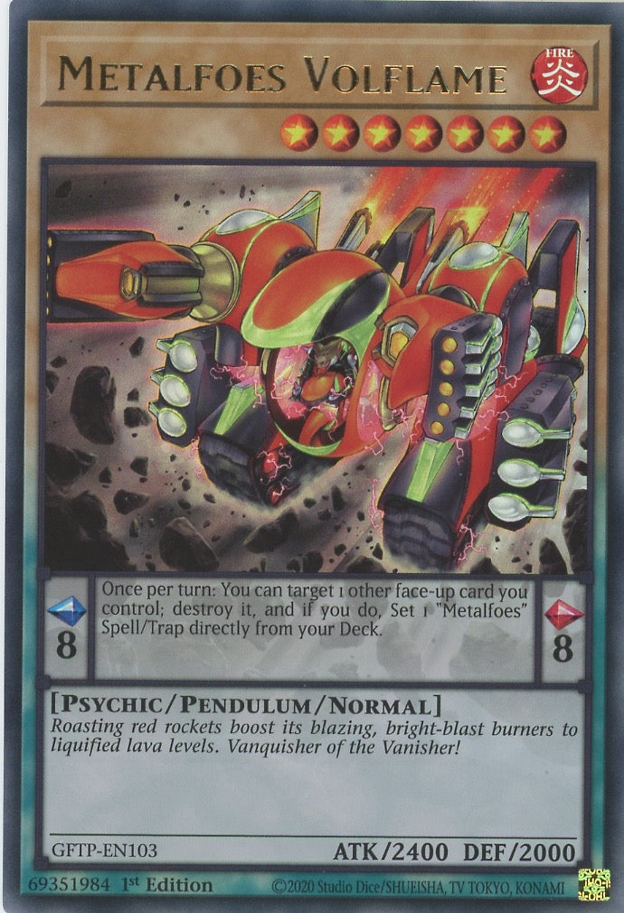 GFTP-EN103 - Metalfoes Volflame - Ultra Rare - Normal Pendulum Monster GFTP-EN103 - Metalfoes Volflame - Ultra Rare - Normal Pendulum Monster