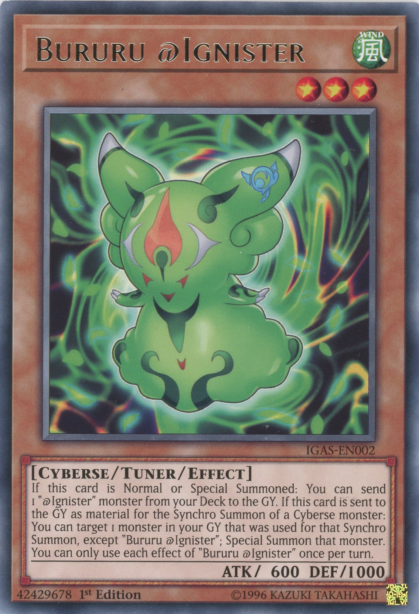 IGAS-EN002 - "Bururu @Ignister" - Rare - Effect Tuner monster - - Ignition Assault