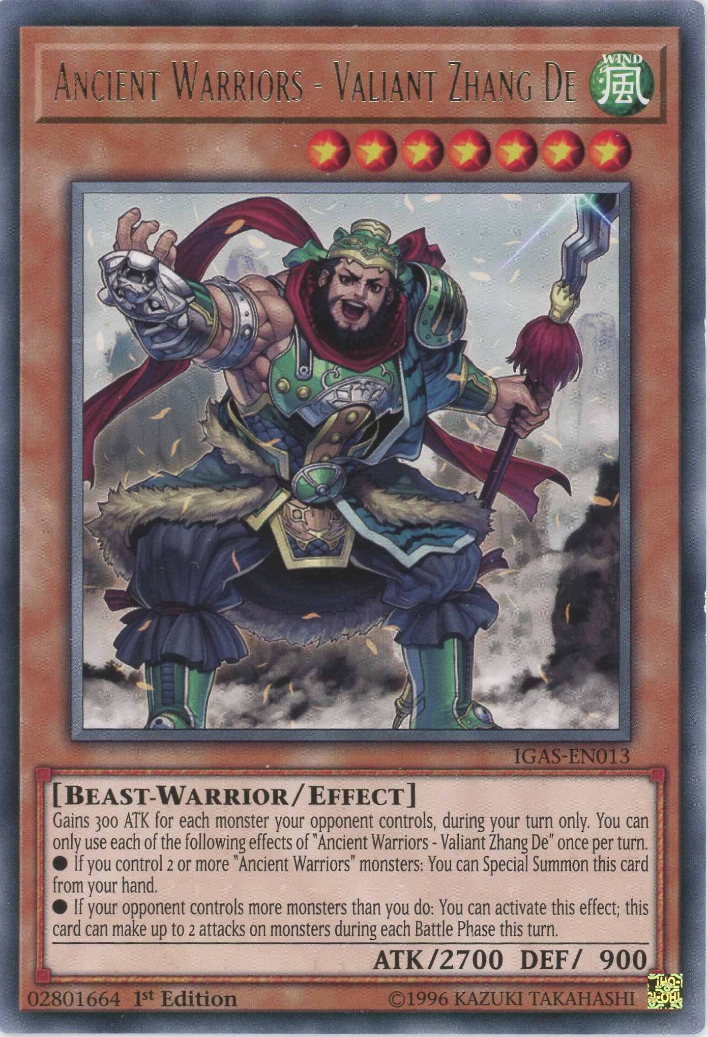 IGAS-EN013 - "Ancient Warriors - Valiant Zhang De" - Rare - Effect Monster - - Ignition Assault