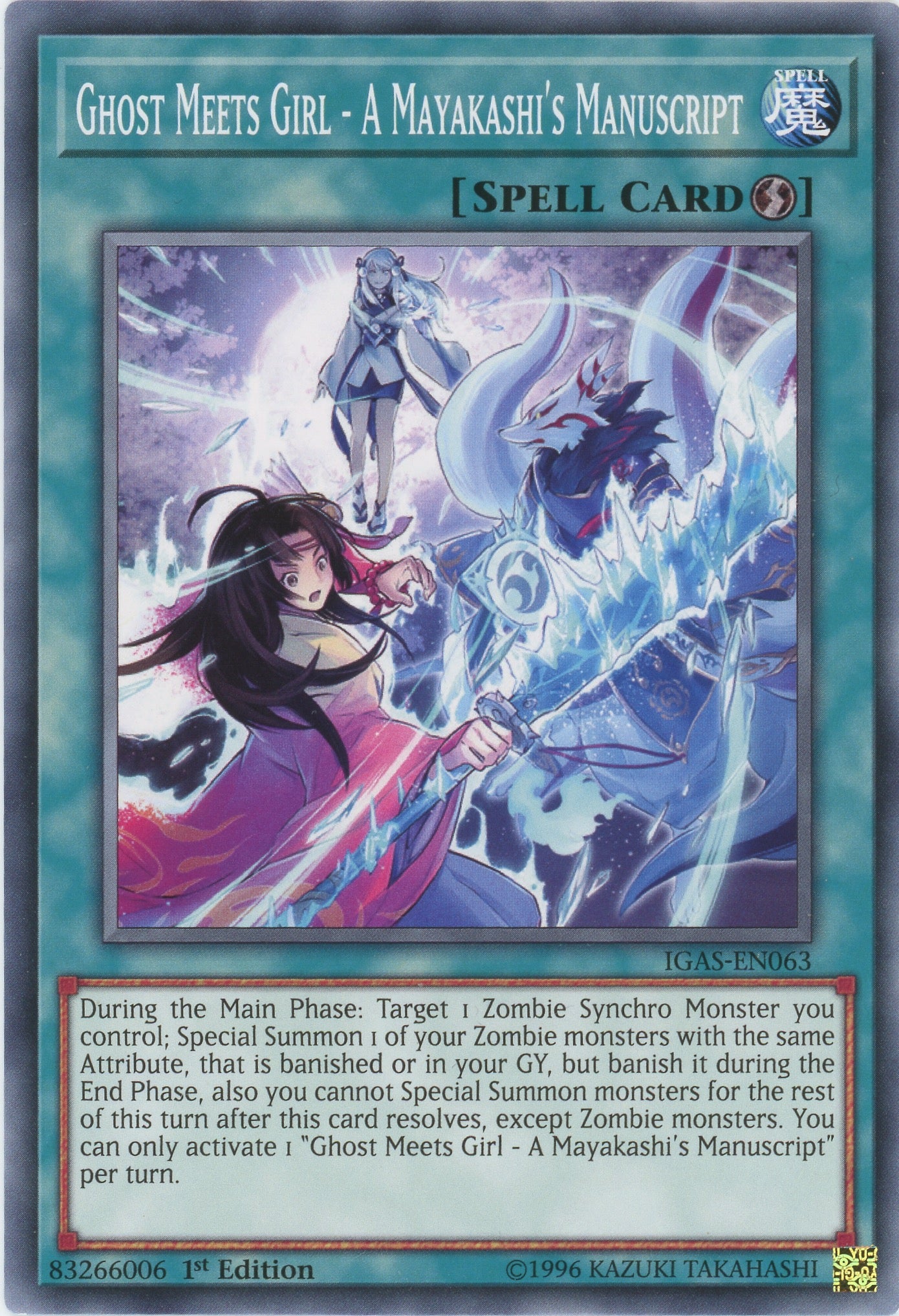 IGAS-EN063 - "Ghost Meets Girl - A Mayakashi's Manuscript" - Common - Quick-Play Spell - - Ignition Assault