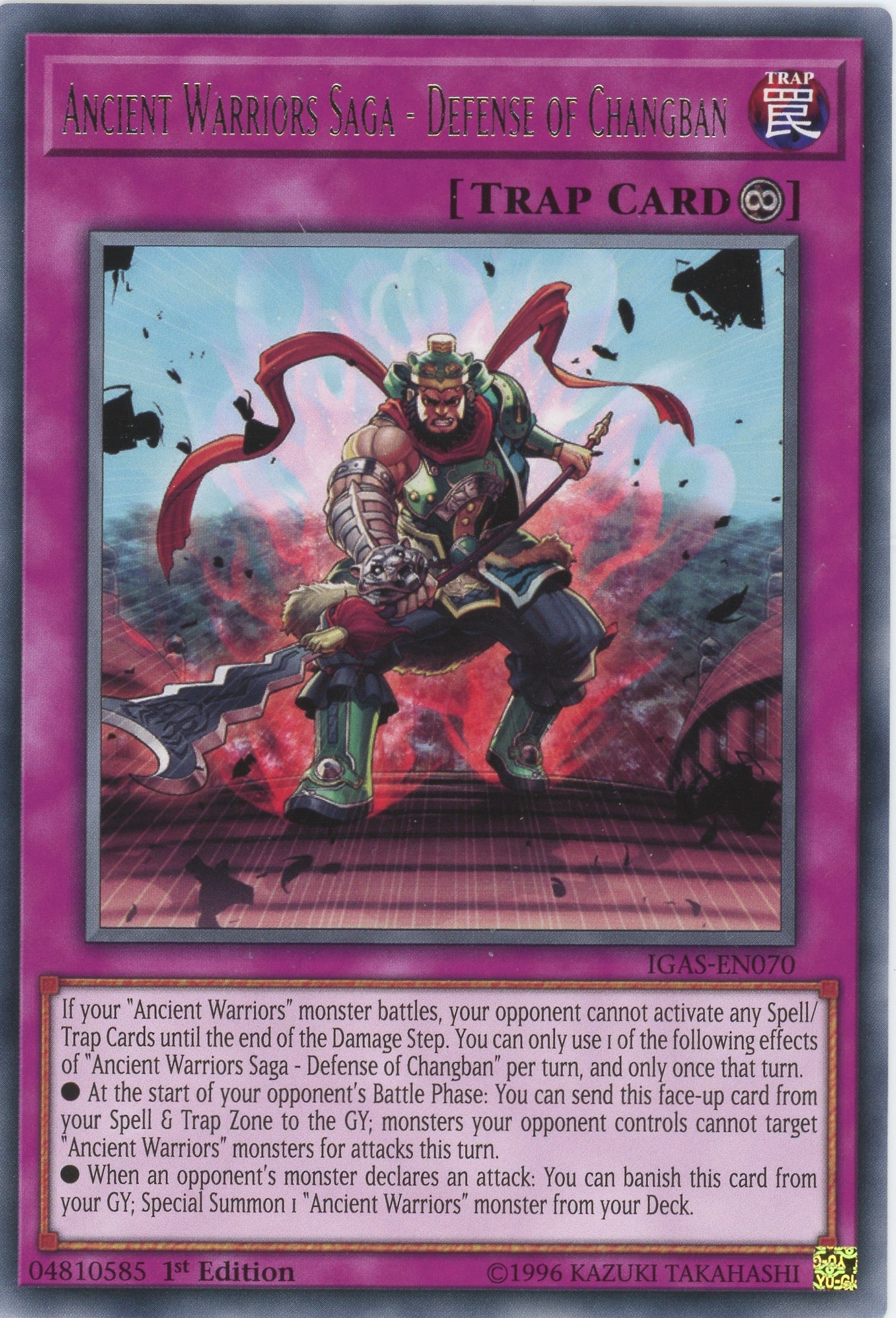 IGAS-EN070 - "Ancient Warriors Saga - Defense of Changban" - Rare - Continuous Trap - - Ignition Assault