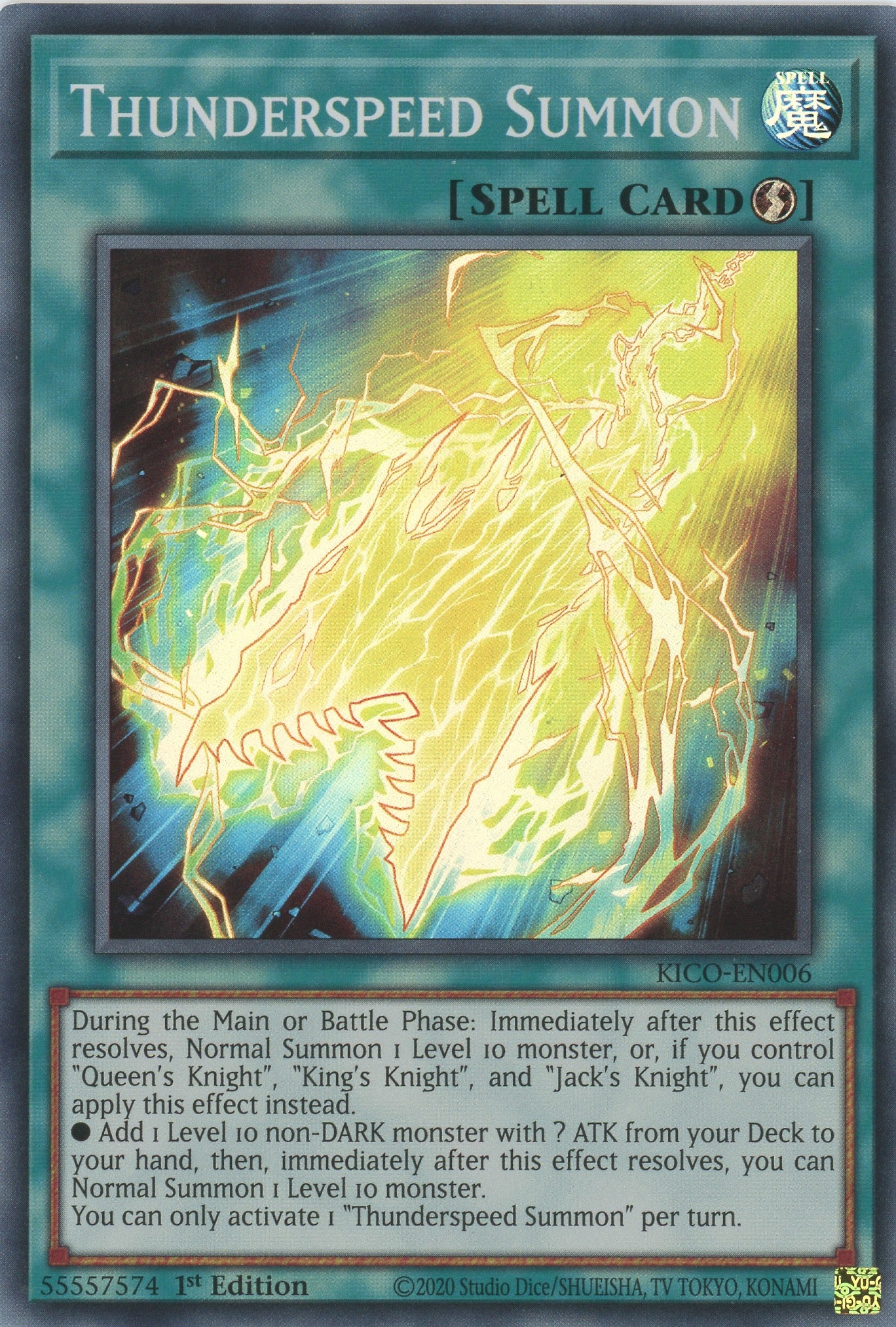 KICO-EN006 - Thunderspeed Summon - Super Rare - Quick-Play Spell - Kin KICO-EN006 - Thunderspeed Summon - Super Rare - Quick-Play Spell - Kin