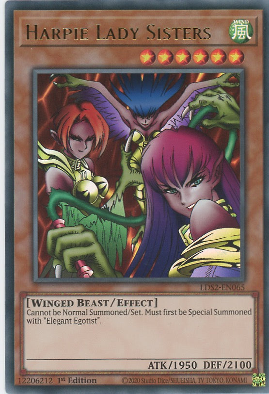 harpie lady yugioh card LDS2-EN065 - Harpie Lady Sisters - Ultra Rare - Effect Monster