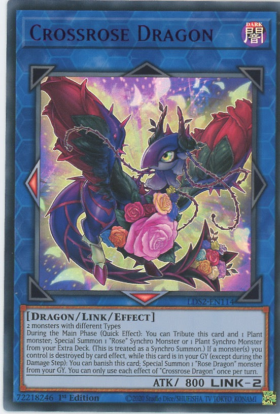 LDS2-EN114 - Crossrose Dragon - Green Ultra Rare - Effect Link Monster