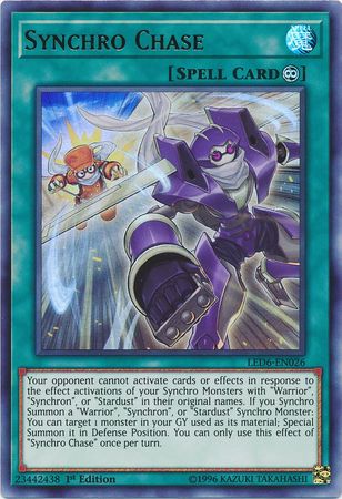 LED6-EN026 - "Synchro Chase" - Ultra Rare - Continuous Spell - 1st Edition - Legendary Duelists 6 Magical Hero LED6-EN026 - "Synchro Chase" - Ultra Rare - Continuous Spell - 1st Edition - Legendary Duelists 6 Magical Hero