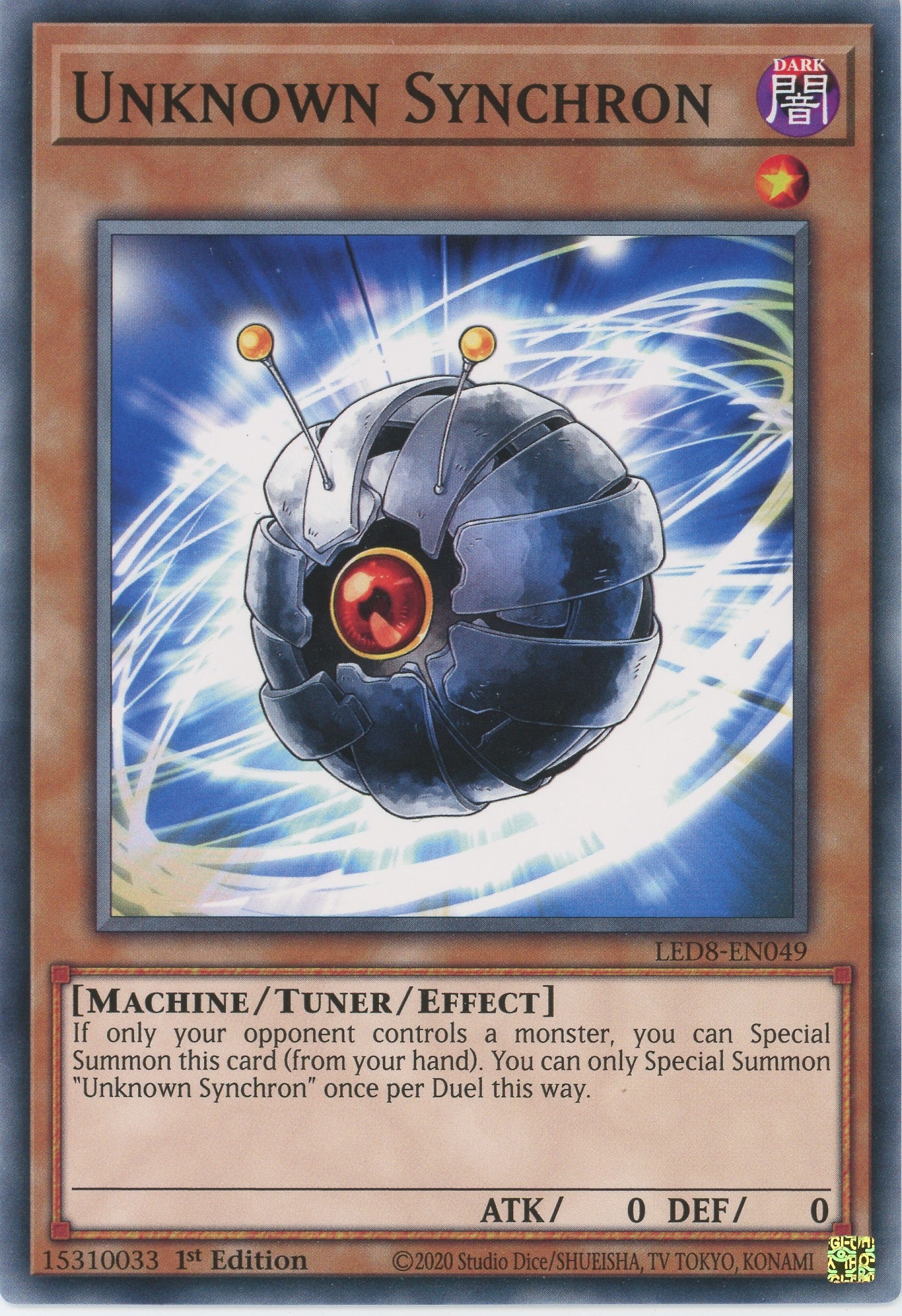 what is a tuner card in yugioh LED8-EN049 - Unknown Synchron - Common - Effect Tuner monster