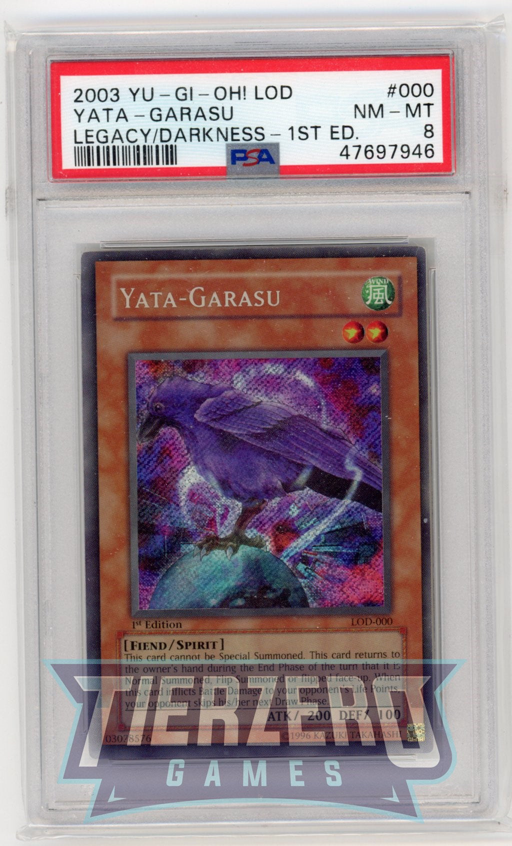 yata garasu yugioh card LOD-000 - Yata Garasu - Secret Rare - PSA 8