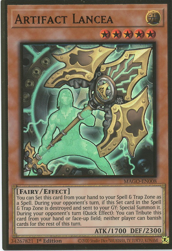 MAGO-EN008 - Artifact Lancea - Premium Gold Rare - Effect Monster - Ma MAGO-EN008 - Artifact Lancea - Premium Gold Rare - Effect Monster - Ma