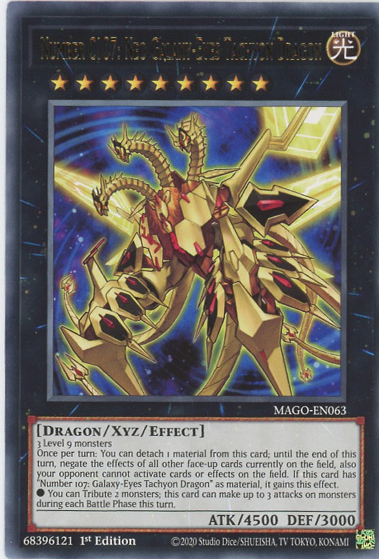 MAGO-EN063 - Number C107: Neo Galaxy-Eyes Tachyon Dragon - Gold Letter Rare  - Effect Xyz Monster - Maximum Gold