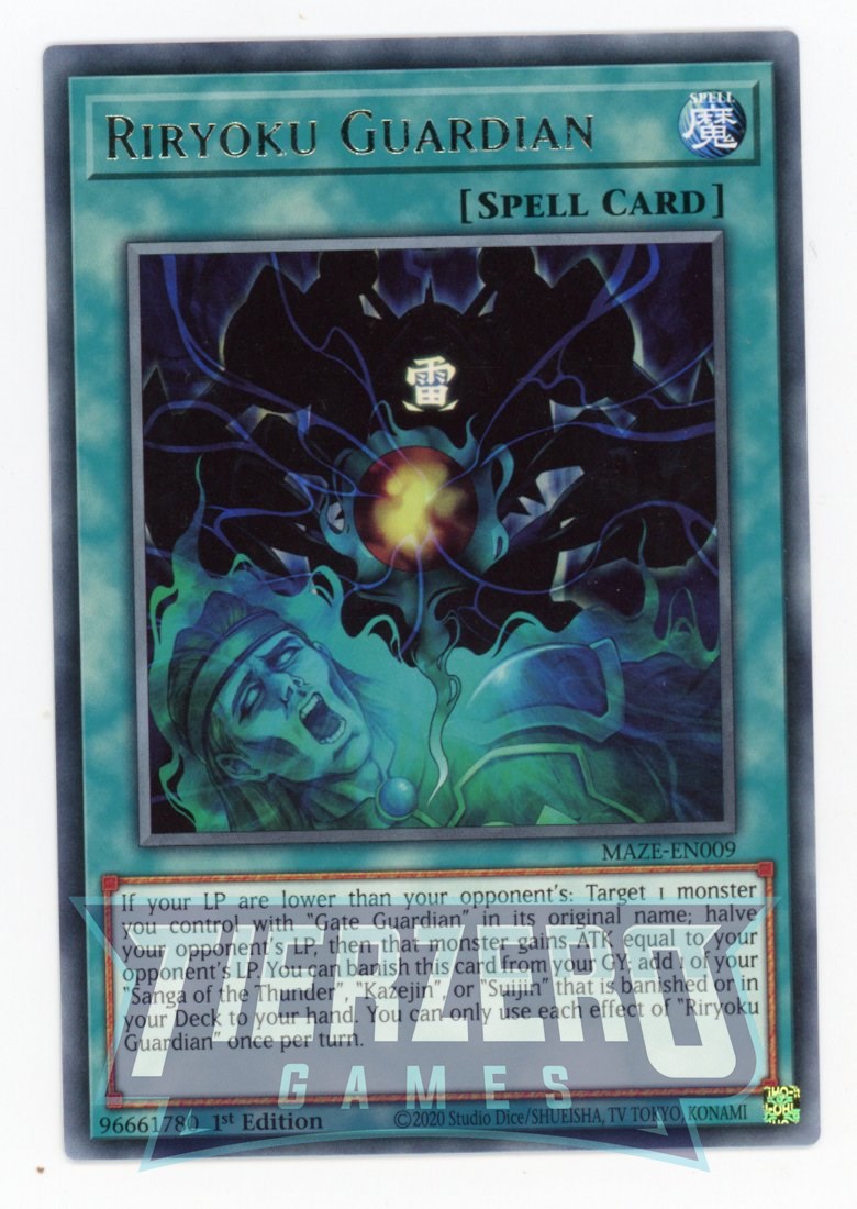MAZE-EN009 - Riryoku Guardian - Rare - Normal Spell - Maze of Memories MAZE-EN009 - Riryoku Guardian - Rare - Normal Spell - Maze of Memories