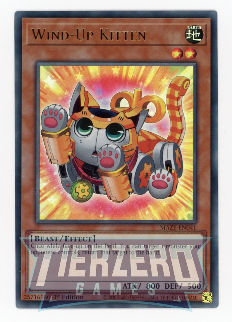 animal yugioh cards MAZE-EN041 - Wind-Up Kitten - Ultra Rare - Effect Monster