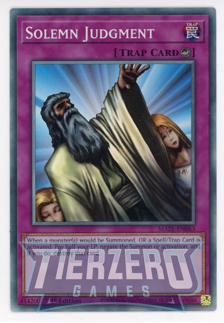 MAZE-EN063 - Solemn Judgment - Collector's Rare - Counter Trap - Maze MAZE-EN063 - Solemn Judgment - Collector's Rare - Counter Trap - Maze