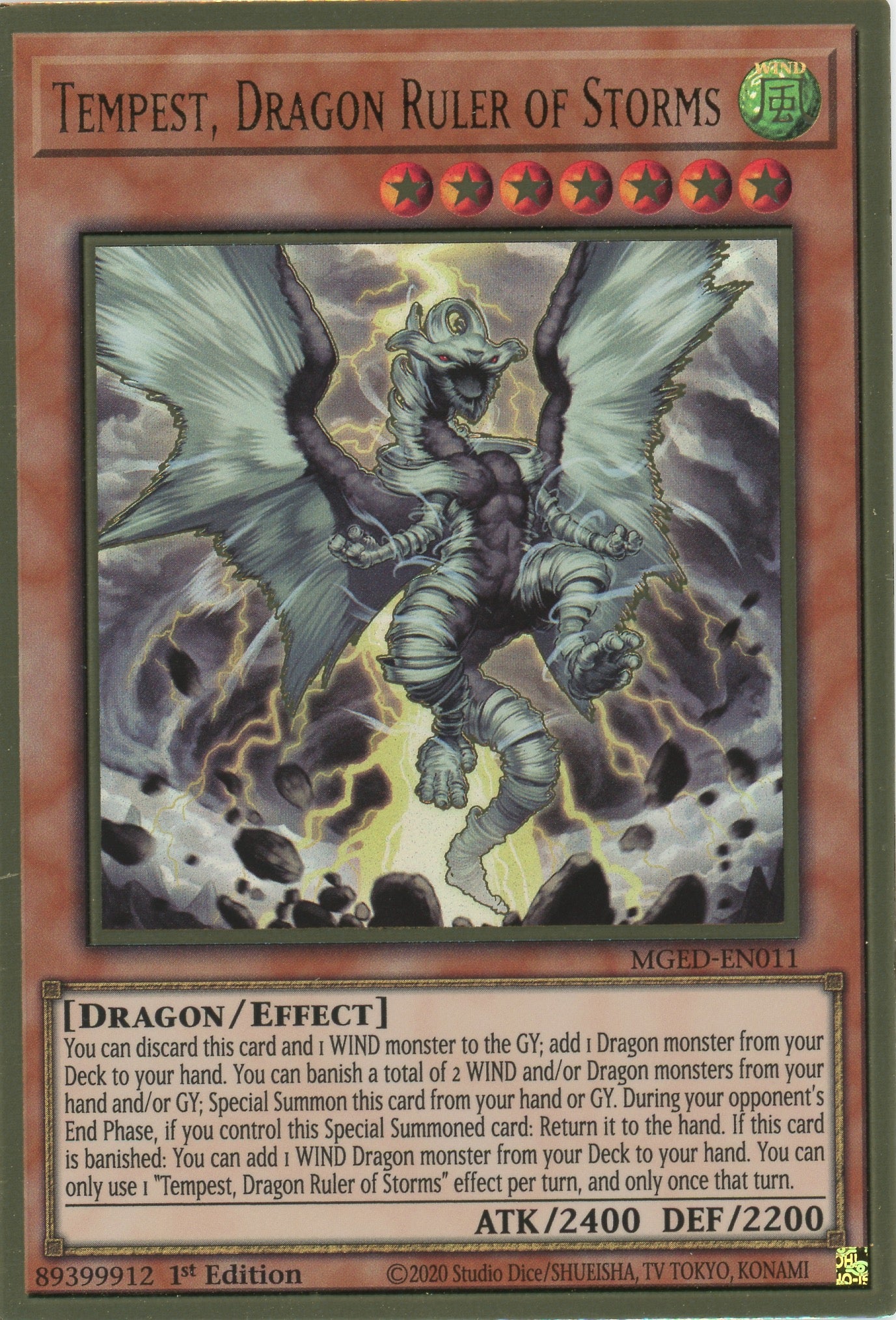 yugioh premium gold cards MGED-EN011 - Tempest, Dragon Ruler of Storms - Premium Gold Rare
