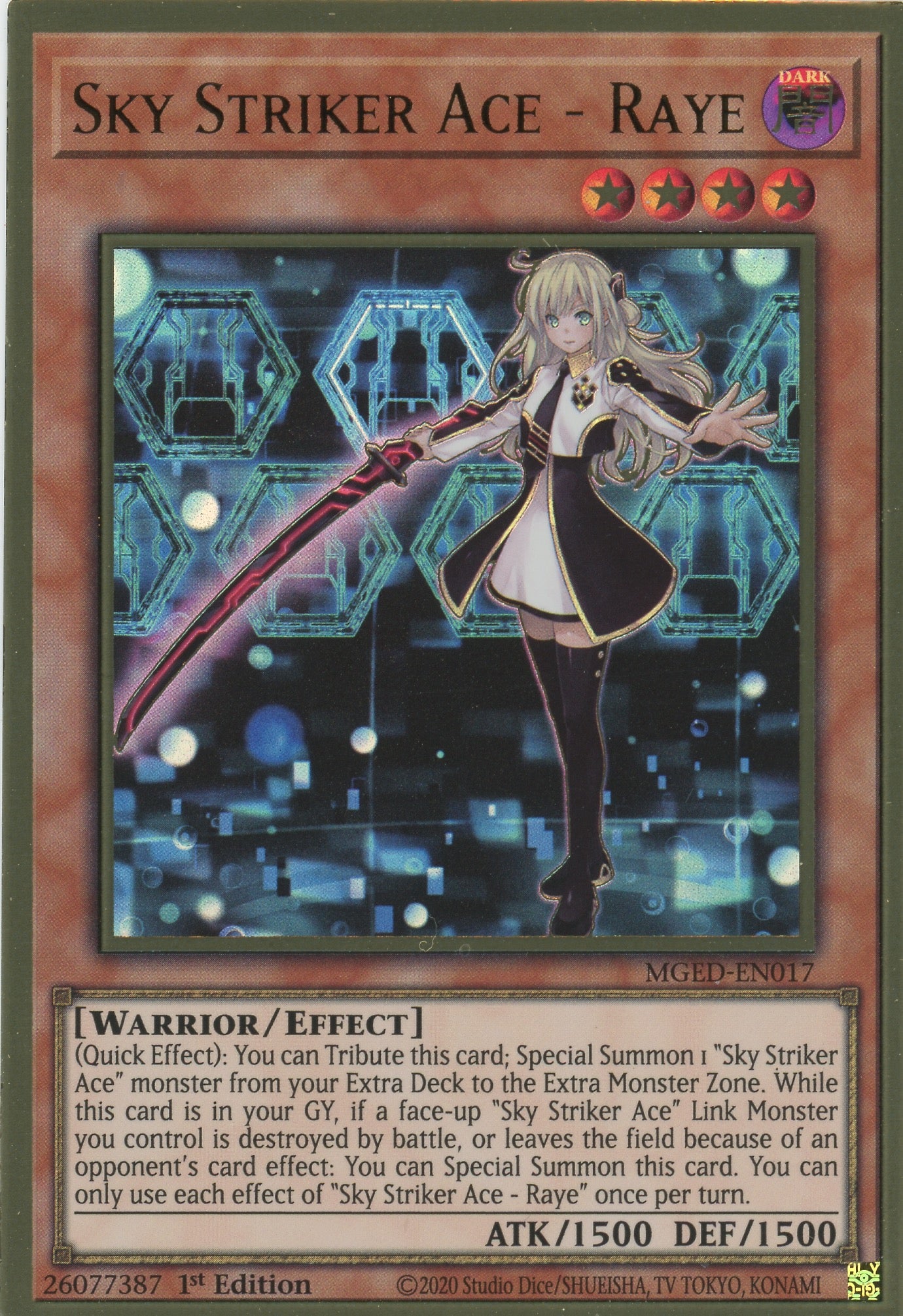 MGED-EN017 - Sky Striker Ace - Raye - Premium Gold Rare - Effect Monster - Maximum Gold El Dorado