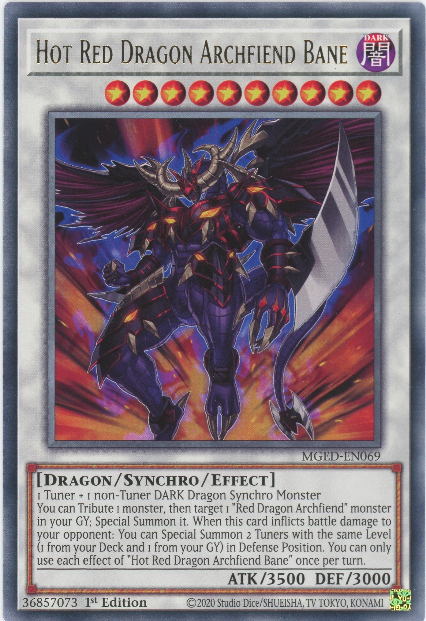 MGED-EN069 - Hot Red Dragon Archfiend Bane - Rare - Effect Synchro Mon MGED-EN069 - Hot Red Dragon Archfiend Bane - Rare - Effect Synchro Mon