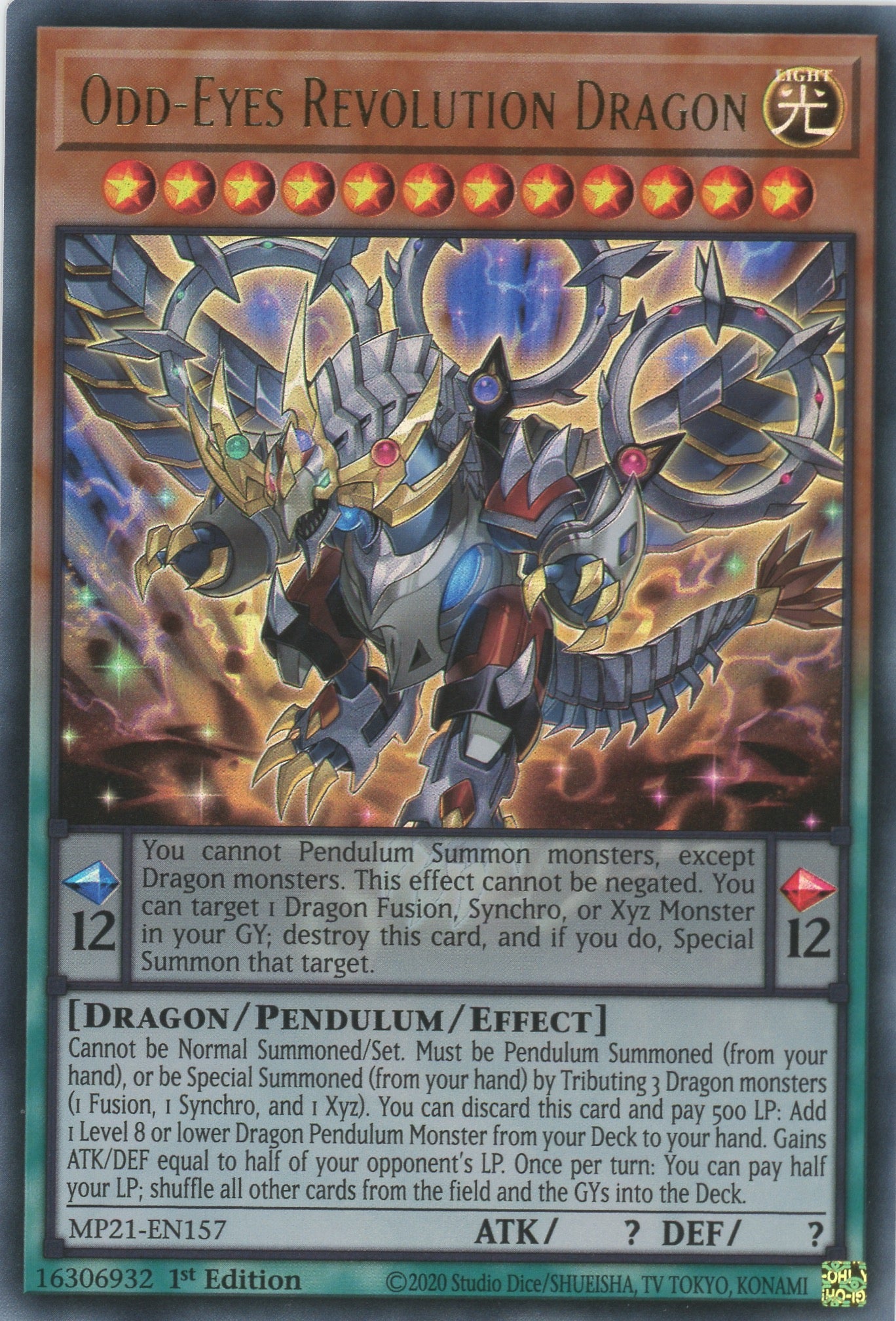 pendulum xyz monsters MP21-EN157 - Odd-Eyes Revolution Dragon - Ultra Rare