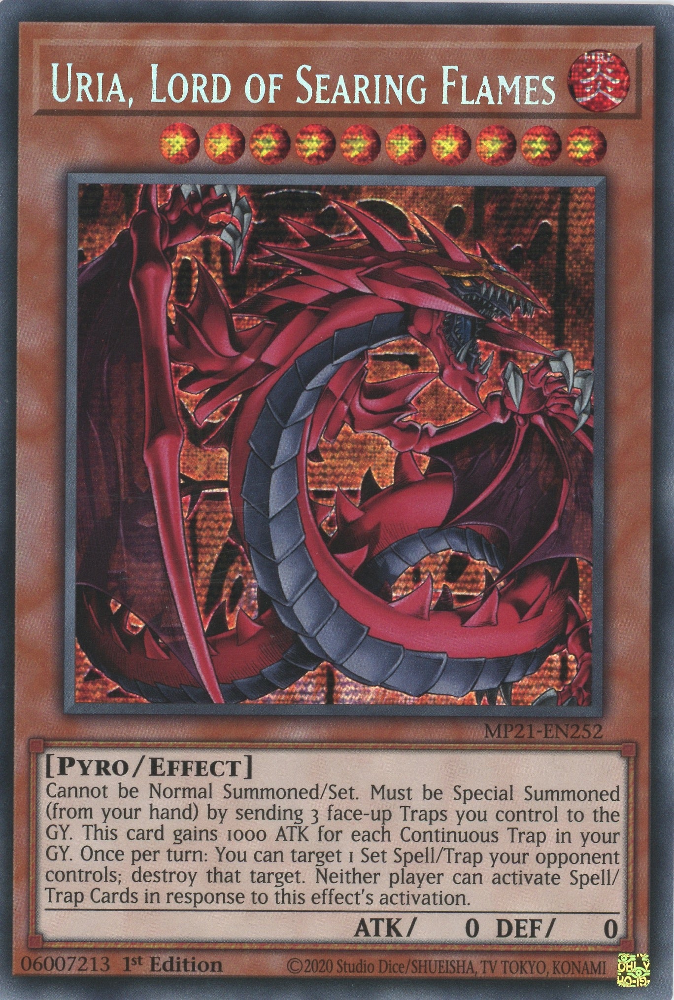MP21-EN252 - Uria, Lord of Searing Flames - Prismatic Secret Rare - Ef MP21-EN252 - Uria, Lord of Searing Flames - Prismatic Secret Rare - Ef