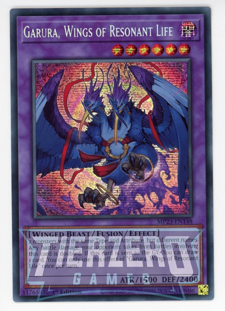 MP23-EN148 - Garura, Wings of Resonant Life - Prismatic Secret Rare - Effect Fusion Monster - 25th Anniversary Duelist Heroes Tin